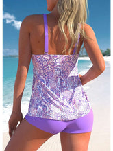 Women's Swimwear Tankini 2 Piece Plus Size Swimsuit 2 Piece Printing Paisley Geometic Black Purple Rose Red Tank Top Bathing Suits Sports Summer